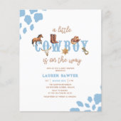 Blue Western Cowboy Boy Baby Dusche Einladung (Vorderseite)
