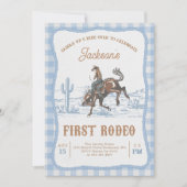 Blue Western Cowboy First Rodeo Invitation  Einladung (Vorderseite)