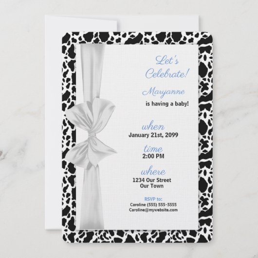 Blue Western Cowboy Theme Kinderdusche Einladung (Rückseite)