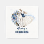 Blue Western Cowgirl und Horse Quinceanera Serviette (Vorderseite)
