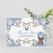 Blue Western Horse Quinceanera Danke Karte (Stehend Vorderseite)