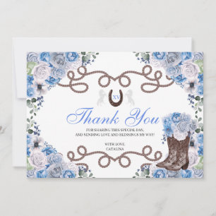 Blue Western Horse Quinceanera Danke Karte