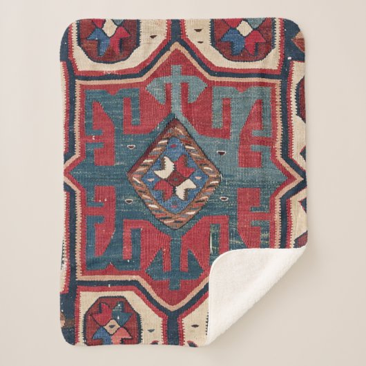 Blue Western Santa Fe Cowboy Style Verziert Sherpadecke (Vorderseite)