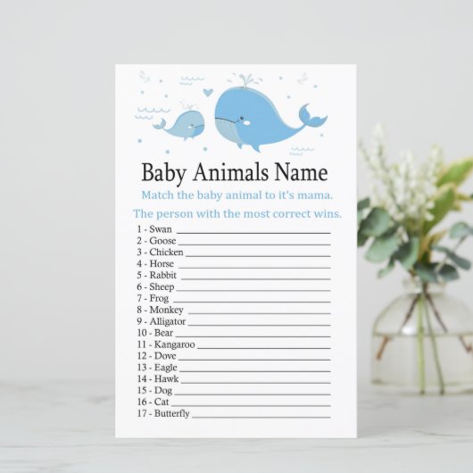 Blue Whale Baby Animals Name Game (Stehend Vorderseite)