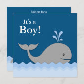 Blue Whale Baby Dusche Einladung (Vorne/Hinten)