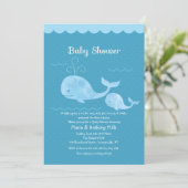 Blue Whale Baby Dusche Einladung (Stehend Vorderseite)