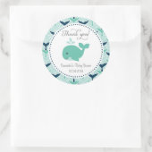 Blue Whale Baby Showaufkleber Runder Aufkleber (Tasche)