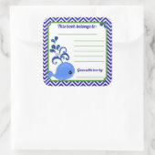 Blue Whale Baby Shower Book Plakatkleber Sq Quadratischer Aufkleber (Tasche)