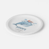 Blue Whale Boy Birthday Party Pappteller (Schrägansicht)