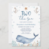 Blue Whale Boys Two Sea 2. Geburtstag Einladung (Vorderseite)