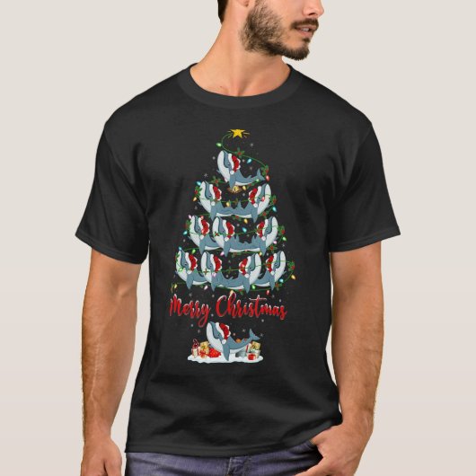 Blue Whale Christmas Tree Lights Blue Whale Xmas T-Shirt (Vorderseite)