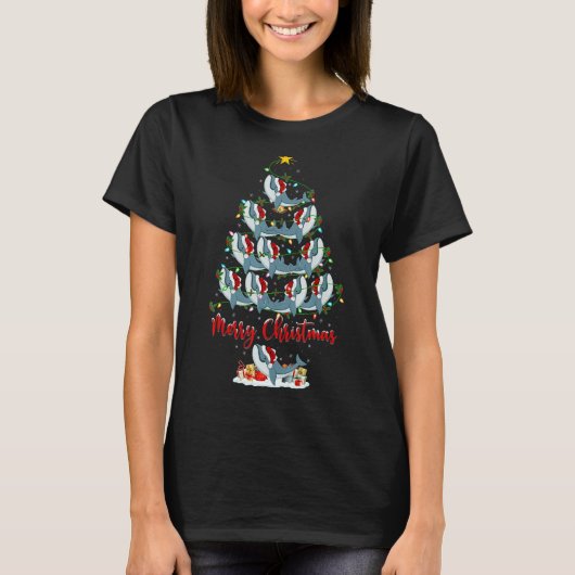 Blue Whale Christmas Tree Lights Blue Whale Xmas T-Shirt (Vorderseite)
