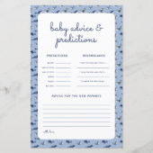 Blue Whale Coral Baby Shower Predictions Game (Vorderseite)