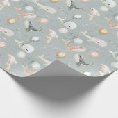 Blue Whale Dolphin und Balloon Gold Glitzer Geschenkpapier (Ecke)