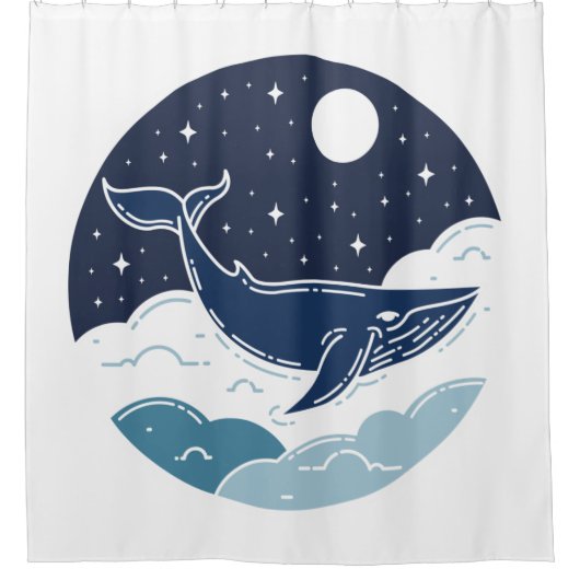 Blue Whale Dream Duschvorhang (Vorderseite)