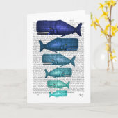 Blue Whale Family Karte (Gelbe Blume)