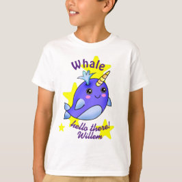 Blue Whale Hello There mit Niedlichen Gelben Stern T-Shirt