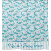 Blue Whale Nautical Beach House | PERSONALISIERT Duschvorhang (Vorderseite)