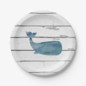 Blue Whale Nautical Beach Shiplap Pappteller (Vorderseite)