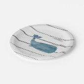 Blue Whale Nautical Beach Shiplap Pappteller (Schrägansicht)