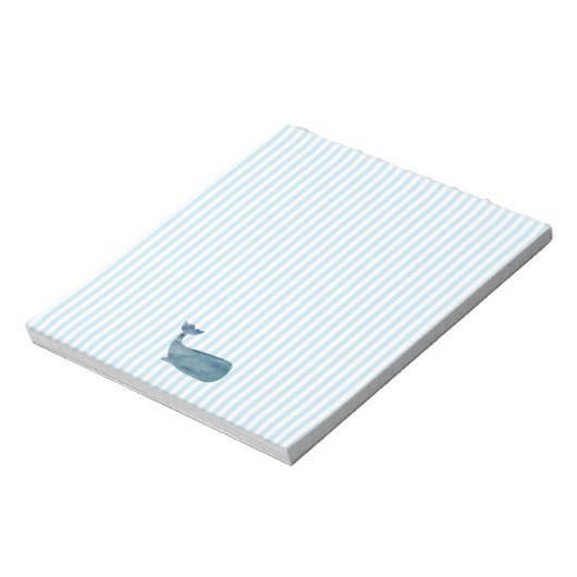 Blue Whale Nautical Blue Stripe Preppy Notizblock (Rotiert)