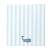 Blue Whale Nautical Blue Stripe Preppy Notizblock (Vorderseite)