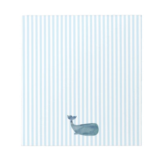 Blue Whale Nautical Blue Stripe Preppy Notizblock (Vorderseite)