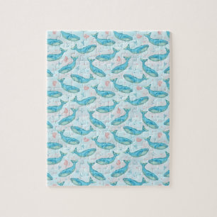 Blue Whale Nautical Ocean Beach Niedliches Meer Aq Puzzle