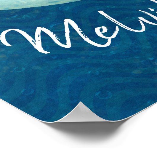 Blue Whale Nautical Whalecome | Benutzerdefiniert Poster (Ecke)