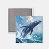 Blue Whale Ocean Animal Painting Magnet (Vorderseite/Rückseite)