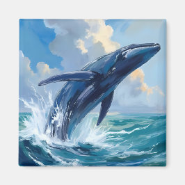 Blue Whale Ocean Animal Painting Magnet