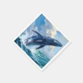 Blue Whale Ocean Animal Painting Serviette (Ecke)