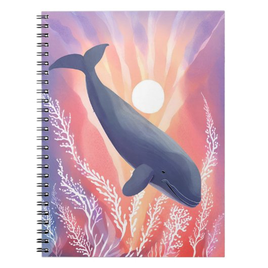 Blue Whale | Ocean Hues Watercolor Animal Notizblock (Vorderseite)