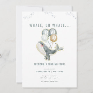 Blue Whale Oh Whale Birthday Einladung