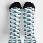 Blue Whale Pattern Neck Tie Socken (Oben)