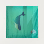 Blue Whale & Sailboat - Ruhe im Blick auf den Ozea Wandteppich (Vorderseite (Horizontal))