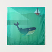 Blue Whale & Sailboat - Ruhe im Blick auf den Ozea Wandteppich (Vorderseite)