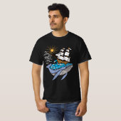 Blue Whale Segelschiff Wave Nautical Theme T-Shirt (Vorne ganz)