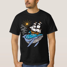 Blue Whale Segelschiff Wave Nautical Theme T-Shirt