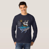 Blue Whale Segelschiff Wave Nautical Theme T-Shirt (Vorne ganz)