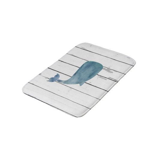 Blue Whale Shiplap Badezimmer Dekoration Badematte (Schrägansicht)