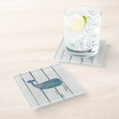 Blue Whale Shiplap Rustic Beach Deco Glasuntersetzer (Schrägansicht)