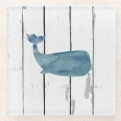 Blue Whale Shiplap Rustic Beach Deco Glasuntersetzer (Vorderseite)