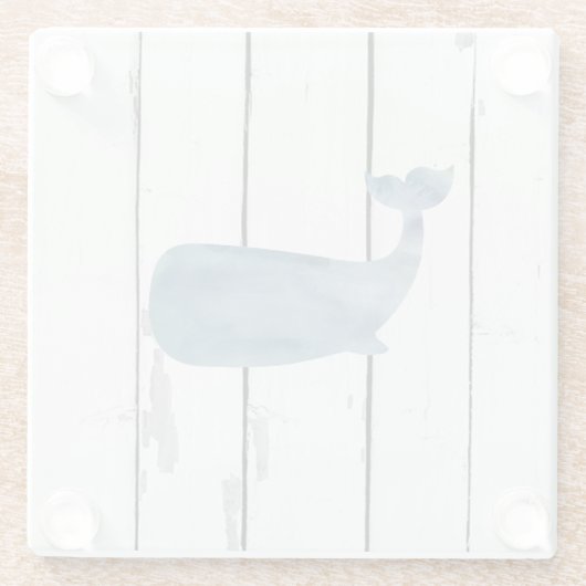 Blue Whale Shiplap Rustic Beach Deco Glasuntersetzer (Rückseite)