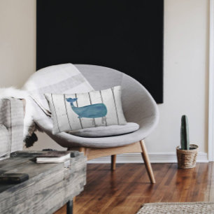 Blue Whale Shiplap Rustic Beach Deco Lendenkissen