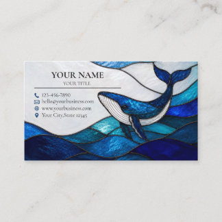 Blue Whale Stained Glass Ocean Business Card Visitenkarte