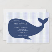 Blue Whale Stripe Baby Dusche Einladung (Vorderseite)