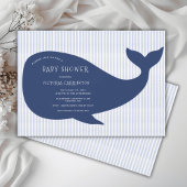 Blue Whale Stripe Baby Dusche Einladung