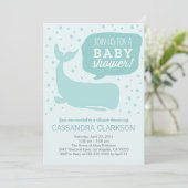 Blue Whale Stylish Baby Shower Einladungen (Stehend Vorderseite)