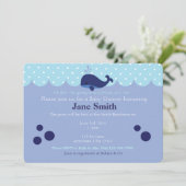 Blue Whale Themed Baby Boy Dusche Einladung (Stehend Vorderseite)
